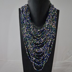 Layered Bead Necklace Blue