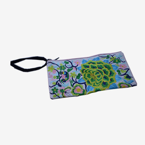 Floral Pouch M - White/Green