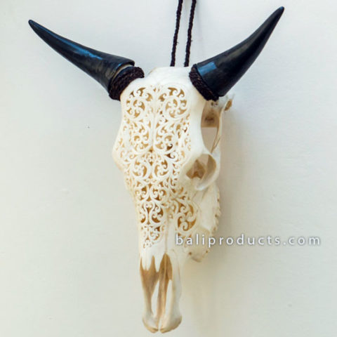 Carved cow skull