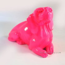 Resin Sitting Dog Pink