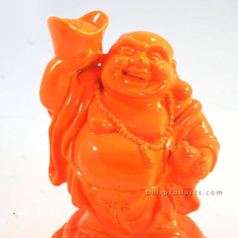 Resin Happy Buddha Standing Orange