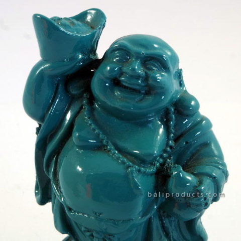 Resin Happy Buddha Standing Blue