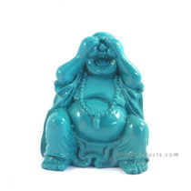Resin Happy Buddha Closing Ear Blue