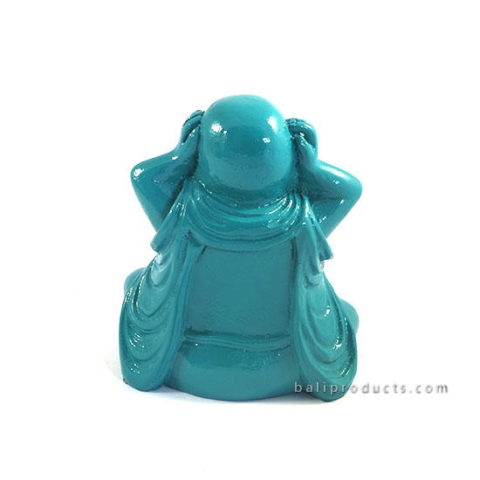 Resin Happy Buddha Closing Ear Blue