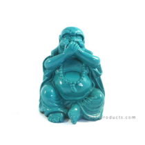 Resin Happy Buddha Closing Mouth Blue