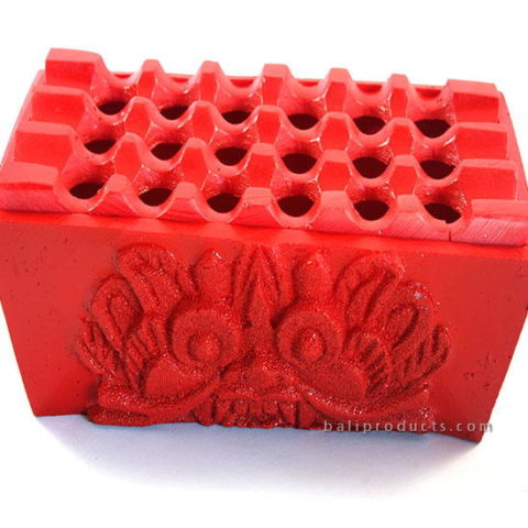 Resin Rectangular Ashtray Red Boma Carving