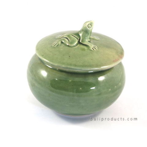 Ceramic Round Container With Frog Lid