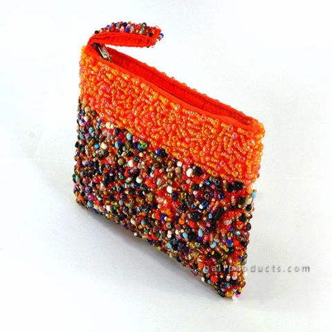 Beads Pouch With Band Mix Motive