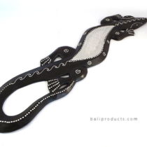 Gecko Wall Hanging Black With Aluminium Carving
