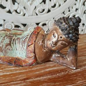 Antique Reclining Wooden Buddha