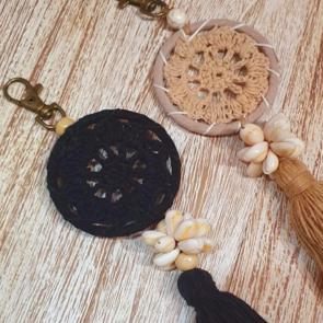 Small Shell and Tassel Macrame Dreamcatcher Keychains