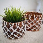 Small Banana Leaf Basket Set With Knitted Exterior