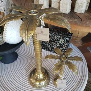 Palm Tree Brass Candle Stick Holders