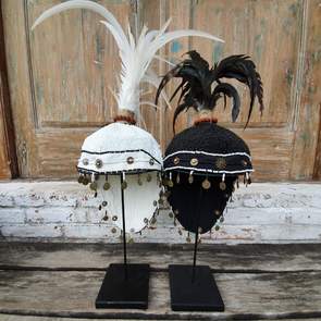 Plumed Feather & Bead Headdress With Stand